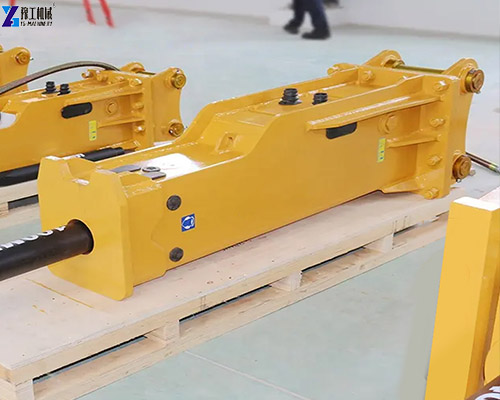 close-up of hydraulic hammer attachment