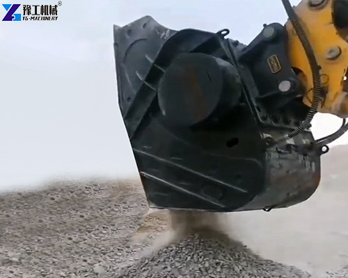 excavator crusher bucket crushing concrete
