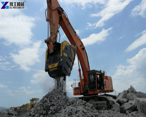excavator crusher bucket job site