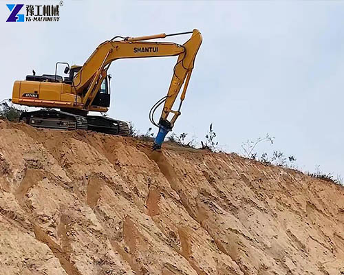excavator drum cutter in operation