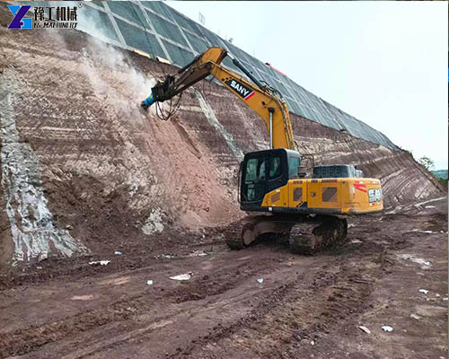 excavator drum cutter work site