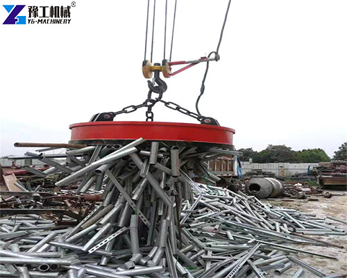excavator magnet attachment sorting steel