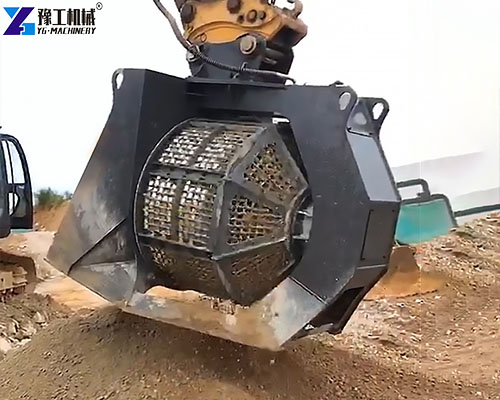excavator screening bucket job site