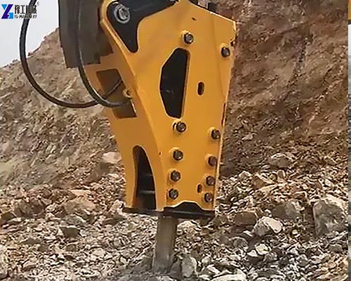 hydraulic hammer attachment working close-up