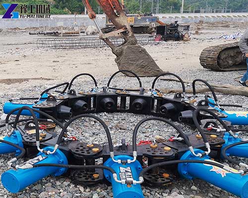 hydraulic pile breaker close‑up construction site
