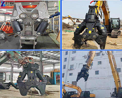 hydraulic shear cutting scrap metal
