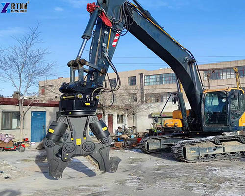hydraulic shear excavator closeup