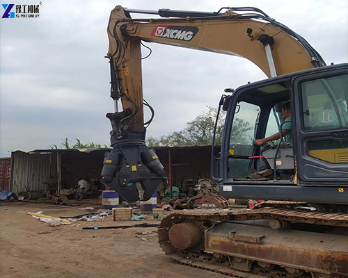 shear attachment mounted excavator