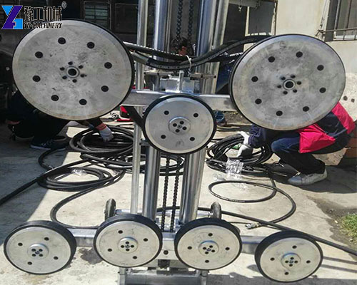 close-up of a hydraulic wire saw