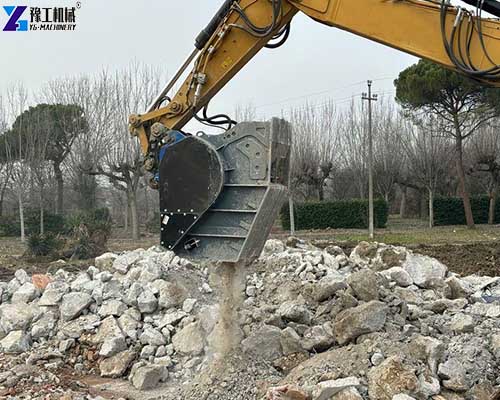 mini excavator crusher bucket working