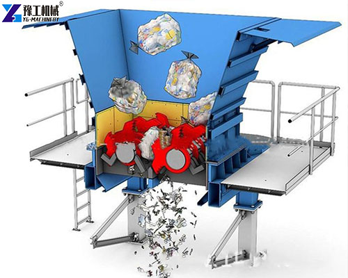 schematic diagram of a twin-shaft shredder